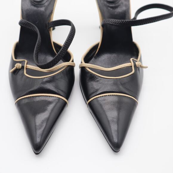 Sergio Rossi Leather Pointed Toe Slingback Pumps Size 37 - Picture 6 of 11